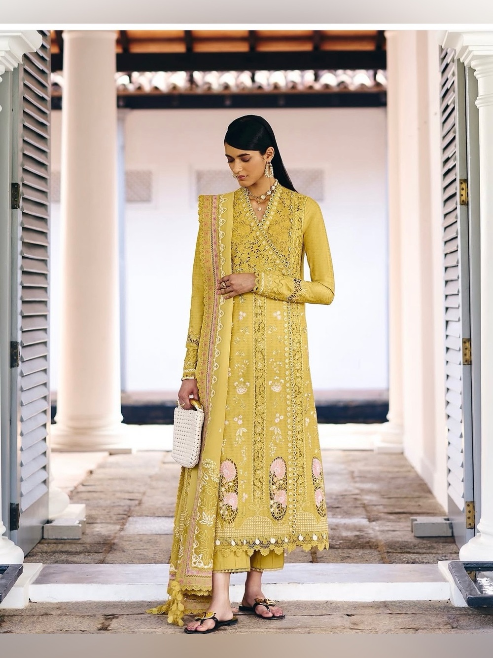 Elegant Yellow Embroidered Women's Dress brand suffuse Pakistani Indian dress